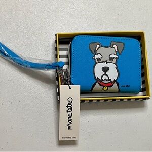 Marc Tetro Schnauzer Blue Small Zipper Wallet Wristlet NEW with box!